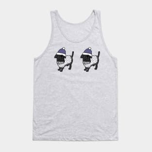 Two Cute Dogs Blue Hat and Winter Sweater Tank Top